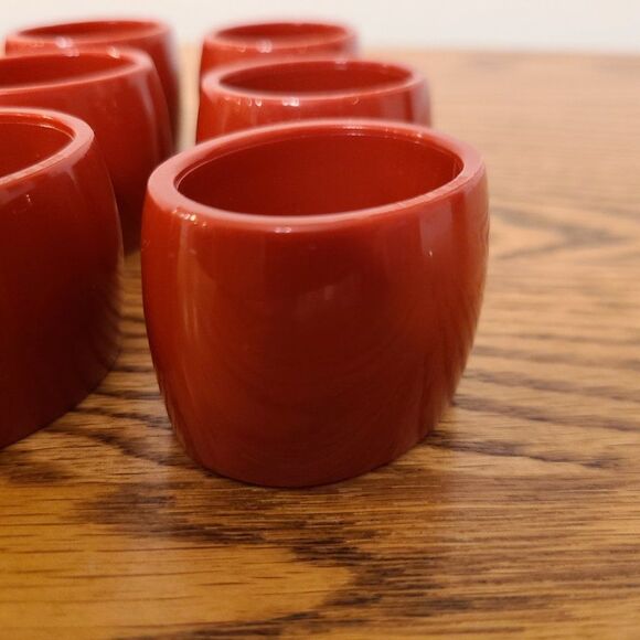 Oval Plastic Napkin Rings Set of Twelve Red 60s-70s Retro Vintage - Picture 6 of 10